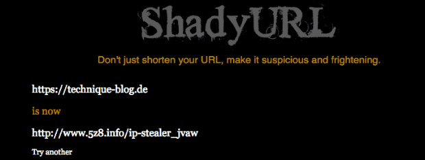 Die Ergebnisse der Linkverkürzung von ShadyURL sehen höchstkriminell und unseriös aus.