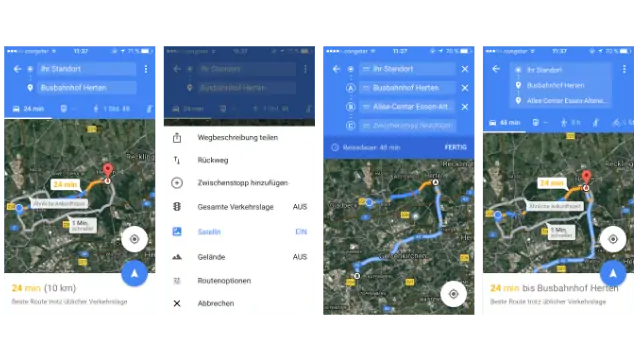 Mobile zwischenstopps bei Google Maps