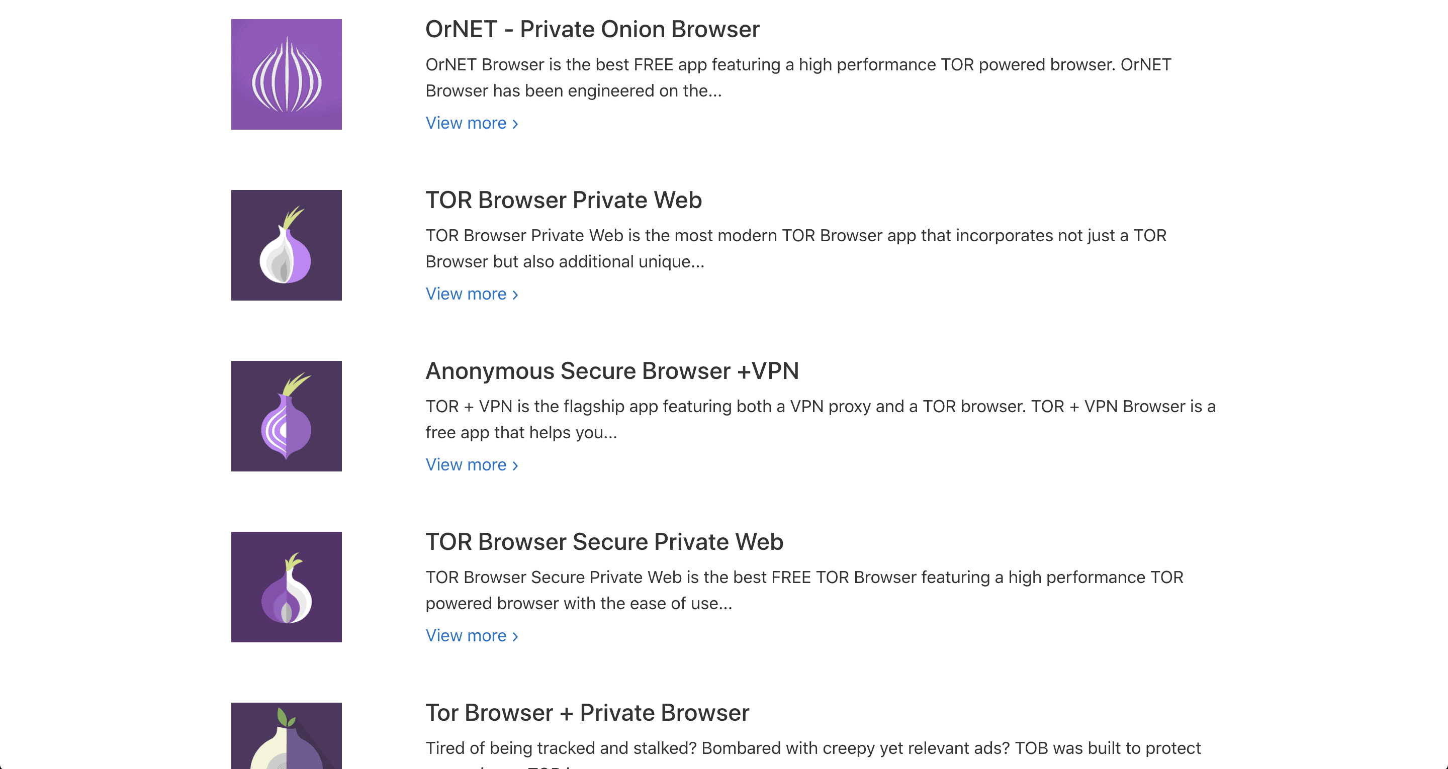 Suche nach "Tor Browser" im AppStore