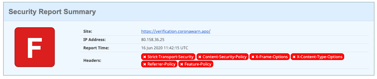 Corona-Warn-App - unsichere HTTP Header