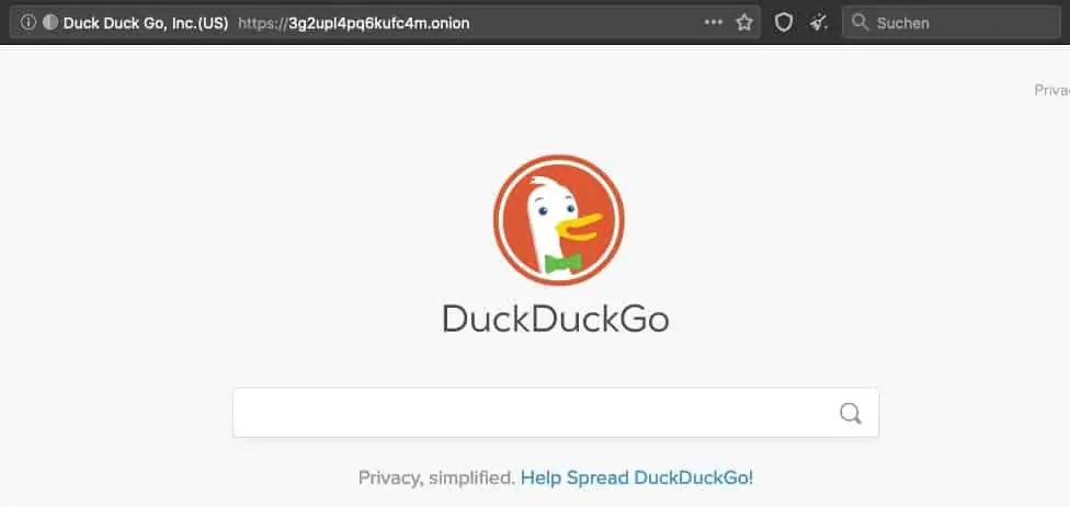 DuckDuckGo ist auch im Darknet verfügbar.