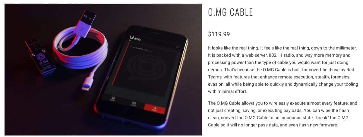 OM G Kabel frei zum Verkauf - manipuliertes iPhone Ladekabel